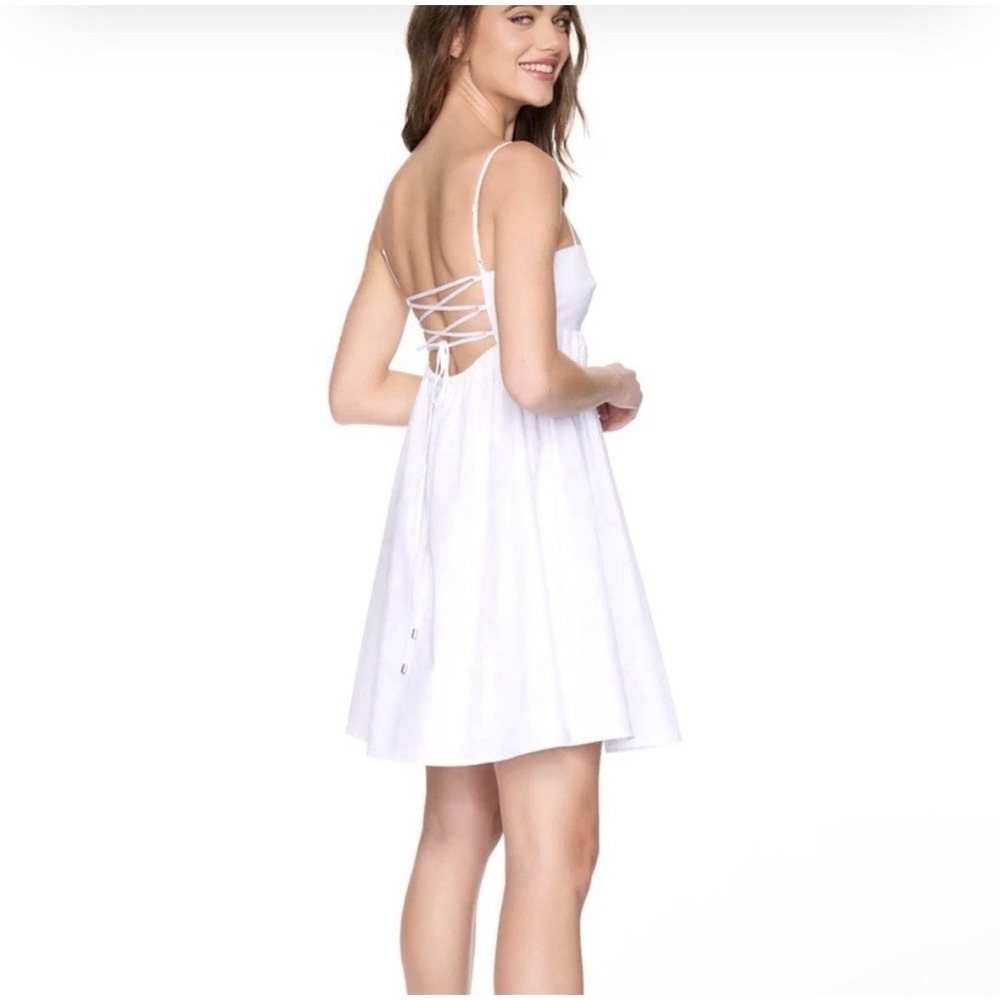 NWT Susana Monaco Poplin Square Wire Dress XL Lace Up Back Pockets Preppy $198 - Picture 2 of 12